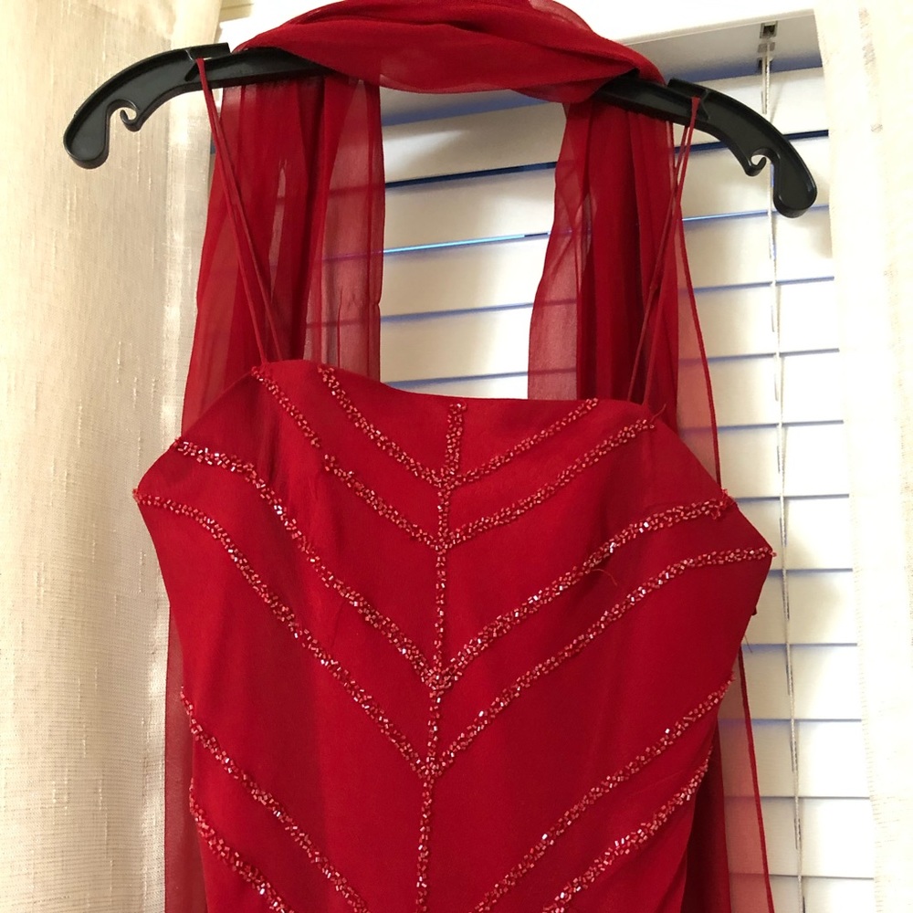 Long red dress